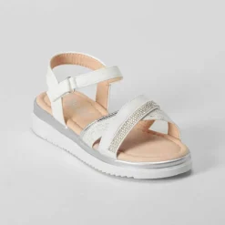 Sandalia de tiras brillo infantil blanca OH GIRL