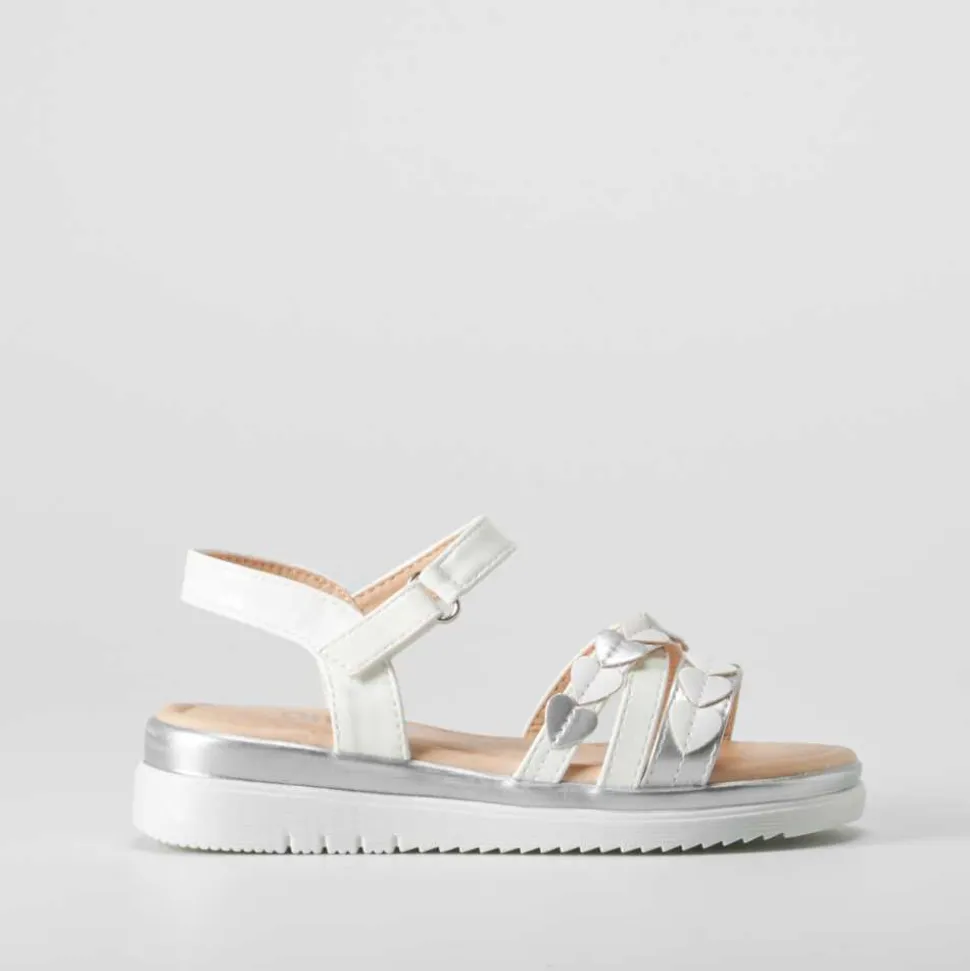 Sandalia de tiras con corazones blanca OH GIRL