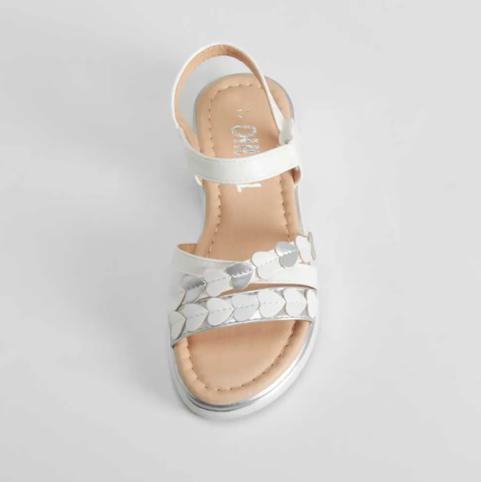 Sandalia de tiras con corazones blanca OH GIRL