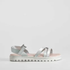 Sandalia de tiras velcro plata OH GIRL