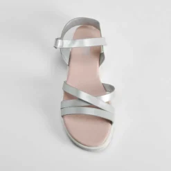 Sandalia de tiras velcro plata OH GIRL