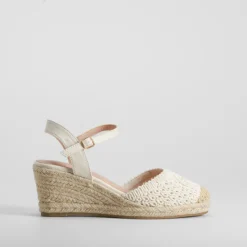 Sandalia de yute de cuña macrame beige PICCOLA PIU