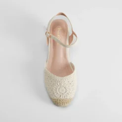 Sandalia de yute de cuña macrame beige PICCOLA PIU
