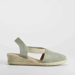 Sandalia de yute de cuña piel verde claro COMFEET