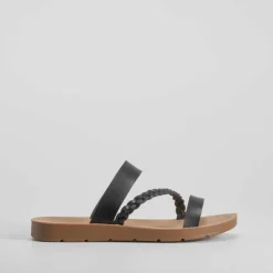 Sandalia plana trenza negra SENDA ROAD