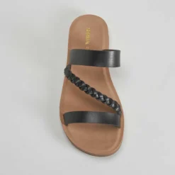 Sandalia plana trenza negra SENDA ROAD