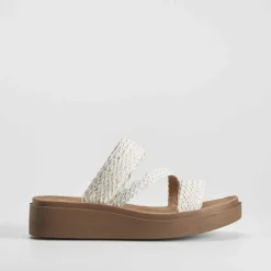 Sandalia plataforma trenzada blanca NYC