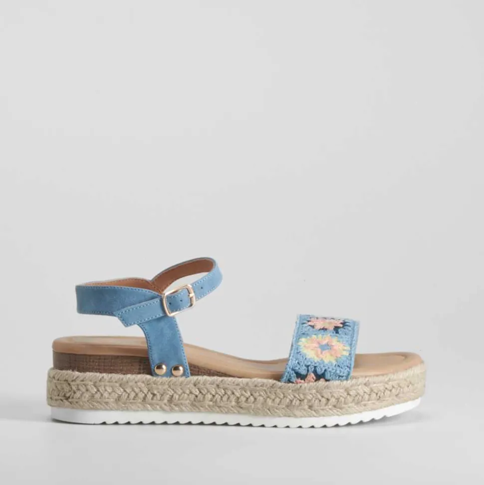 Sandalia plataforma yute azul OH GIRL