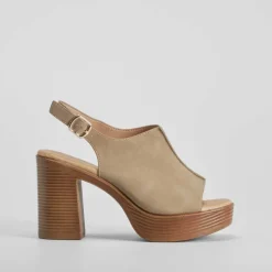 Sandalia tacón plataforma beige NYC