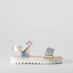 Sandalia velcro brillo color plata OH GIRL