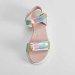 Sandalia velcro brillo color plata OH GIRL