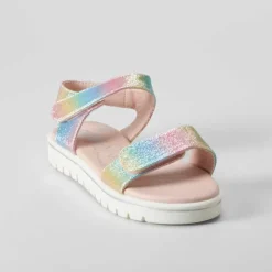 Sandalia velcro brillo color plata OH GIRL