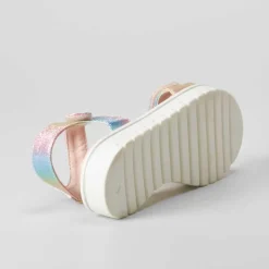 Sandalia velcro brillo color plata OH GIRL