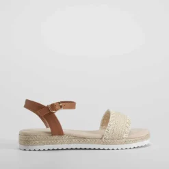 Sandalia yute blanca tira marrón OH GIRL