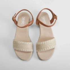 Sandalia yute blanca tira marrón OH GIRL