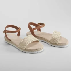 Sandalia yute blanca tira marrón OH GIRL