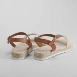 Sandalia yute blanca tira marrón OH GIRL