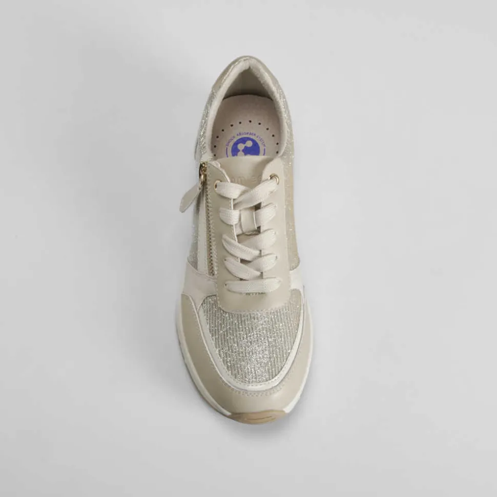 Sneaker cuña con cordón oro COMFEET