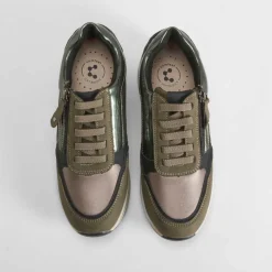 Sneaker cuña elástico verde COMFEET