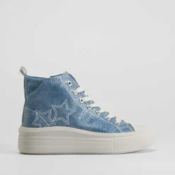 Zapatill alta lona azul denim OH GIRL