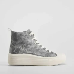 Zapatill alta lona negra denim OH GIRL