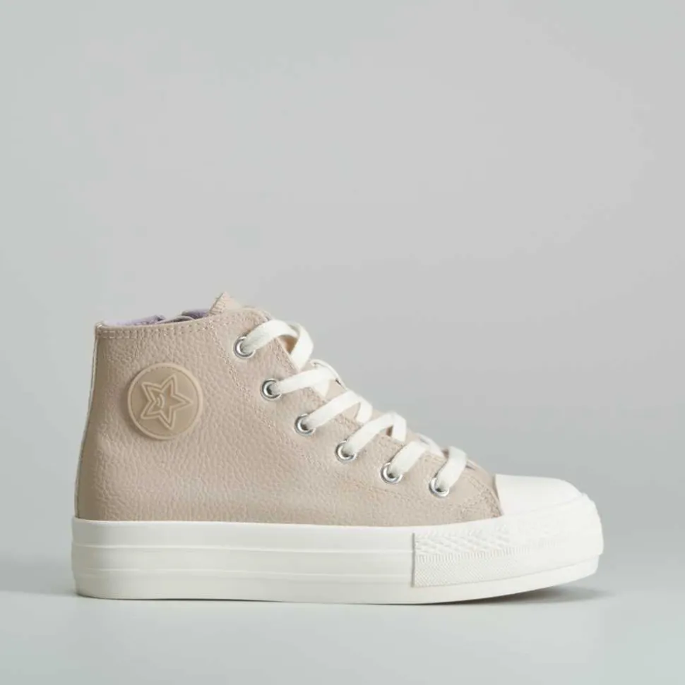 Zapatilla alta cordones beige OH GIRL