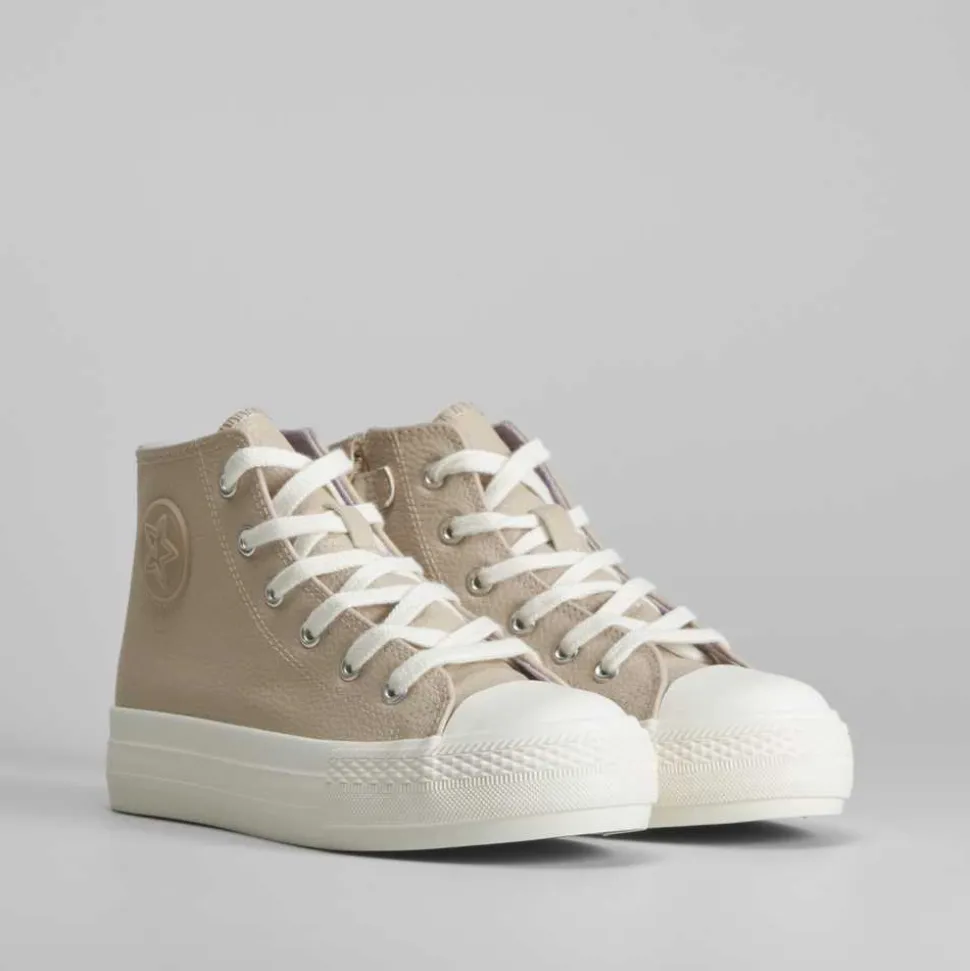 Zapatilla alta cordones beige OH GIRL