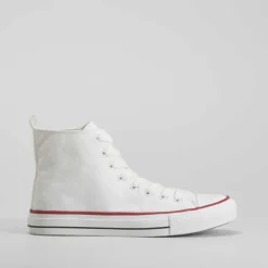 Zapatilla alta lona de color blanco NYC