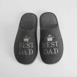 Zapatilla casa bordada best dad gris OLYNE