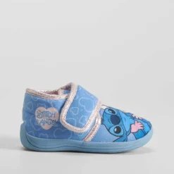 Zapatilla casa cerrada velcro bebé azul STITCH