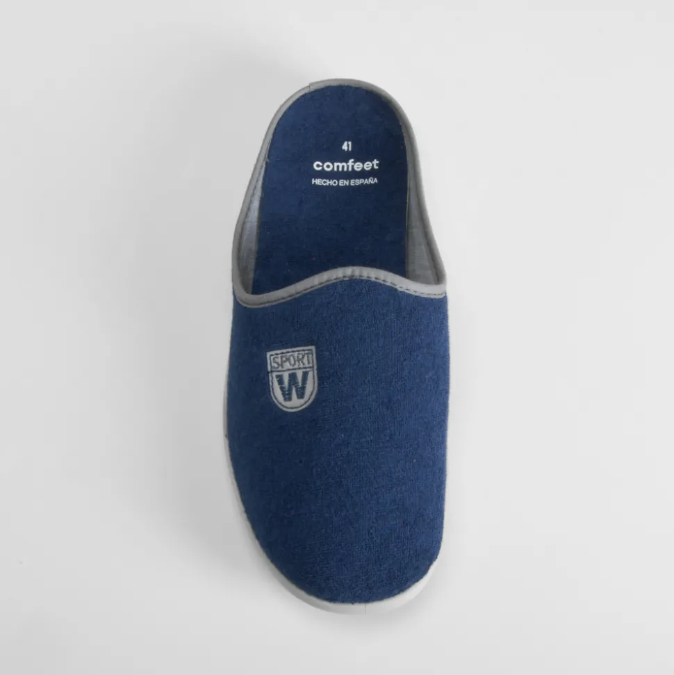 Zapatilla casa confort rizo azul marino COMFEET