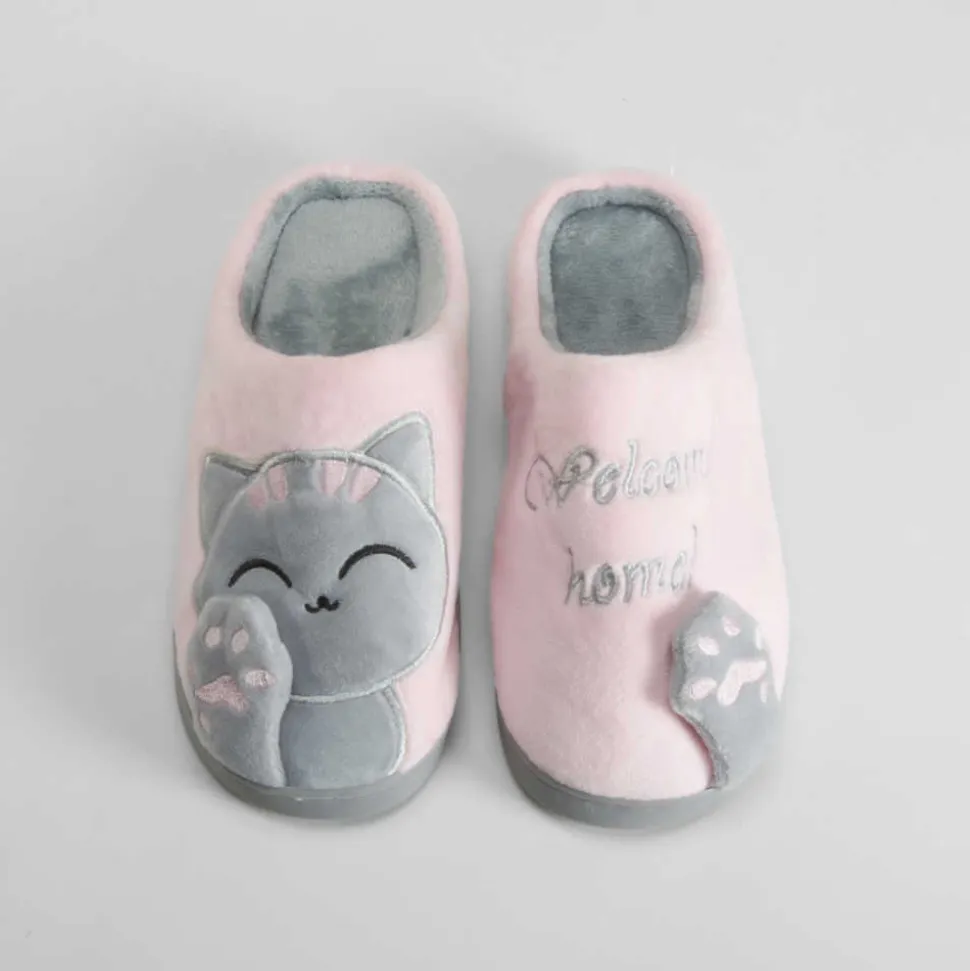 Zapatilla casa gato rosa OLYNE