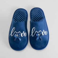 Zapatilla casa gato y topos azul OLYNE