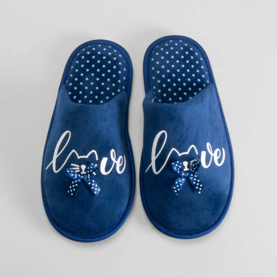 Zapatilla casa gato y topos azul OLYNE