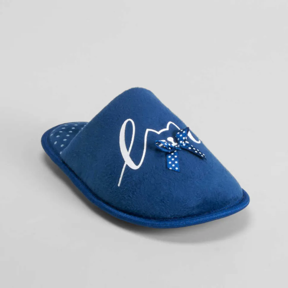 Zapatilla casa gato y topos azul OLYNE