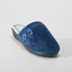Zapatilla casa lazo y topos azul OLYNE