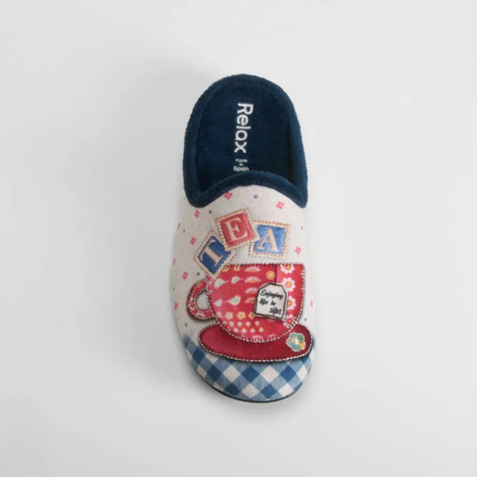 Zapatilla casa taza té azul OLYNE