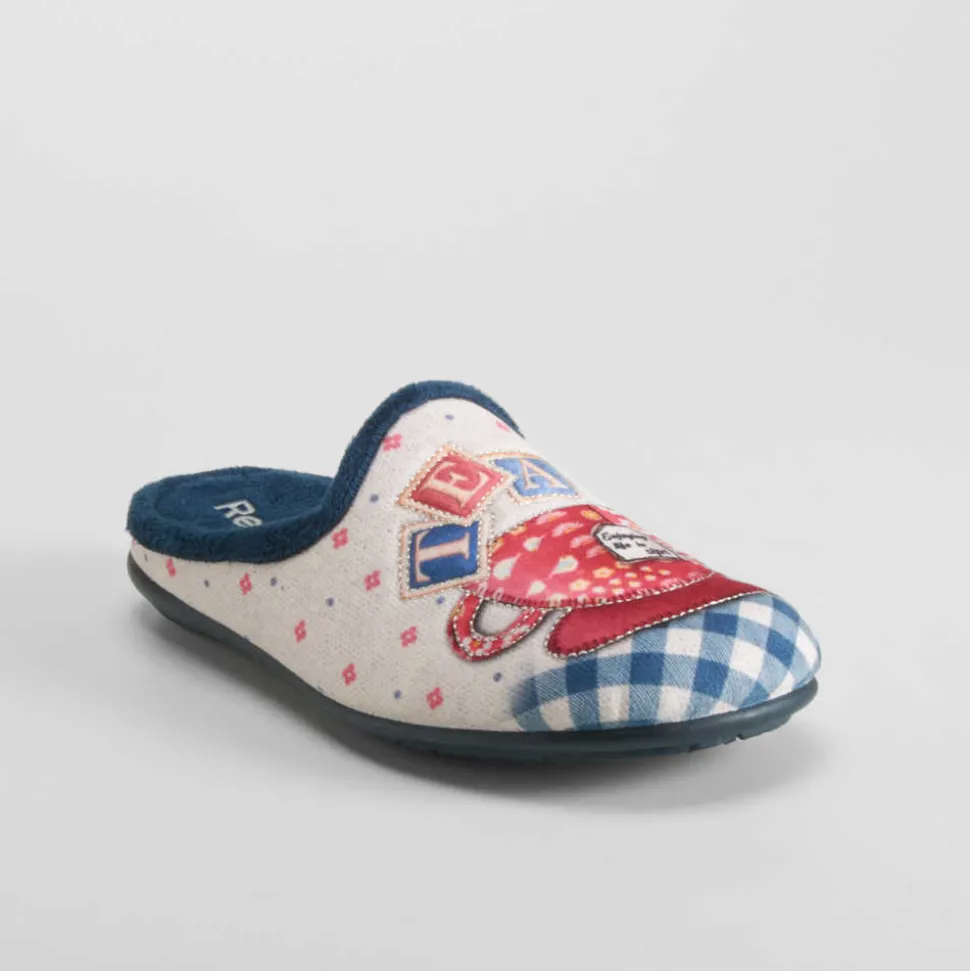 Zapatilla casa taza té azul OLYNE