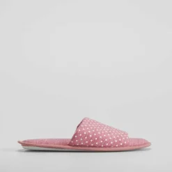 Zapatilla casa topos blancos y rosa OLYNE