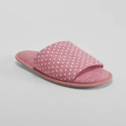 Zapatilla casa topos blancos y rosa OLYNE