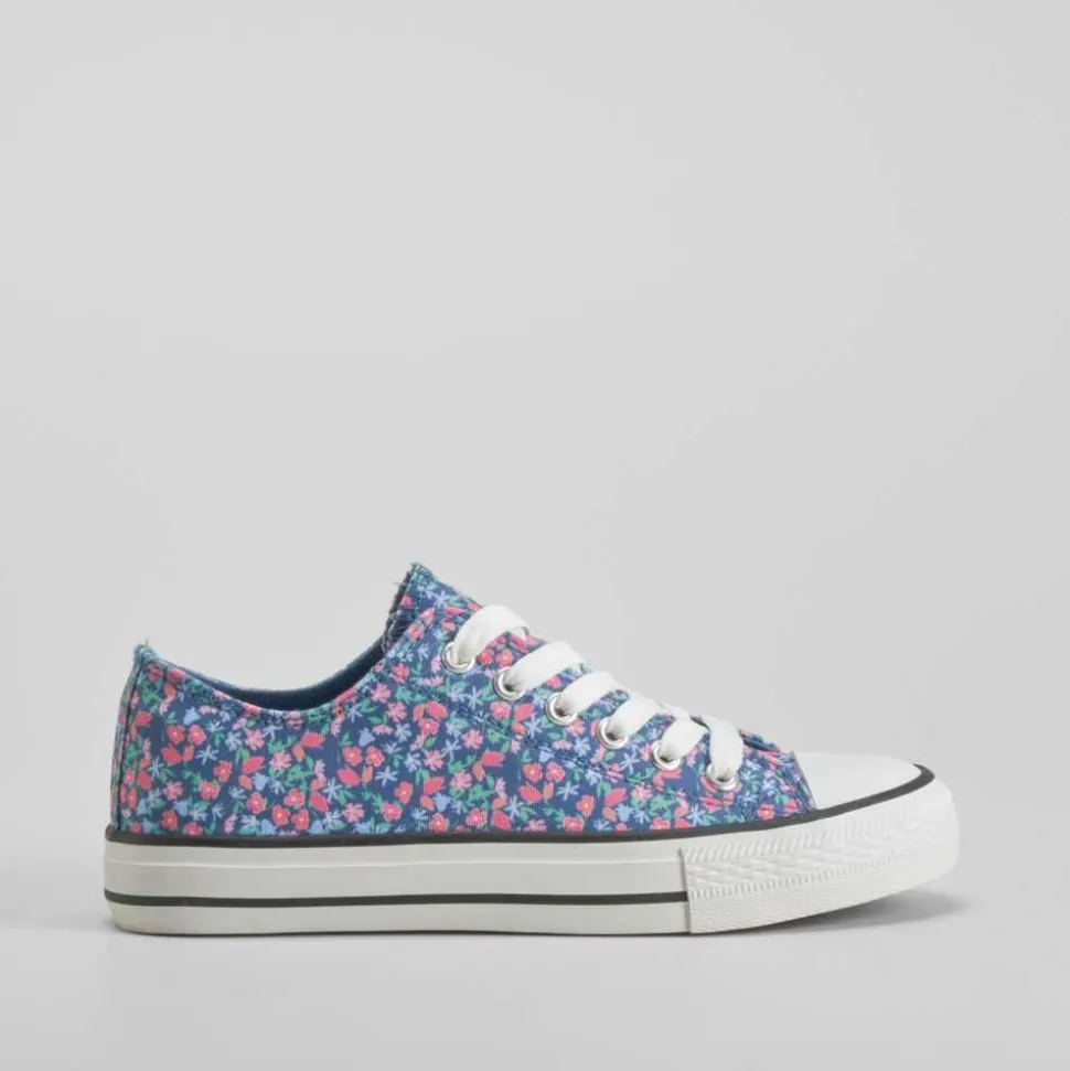 Zapatilla de lona con cordones flores azul OH GIRL