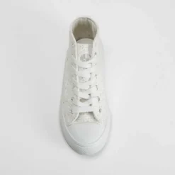 Zapatilla lona alta plataforma floral blanca NYC