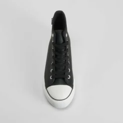 Zapatilla lona alta plataforma negra NYC